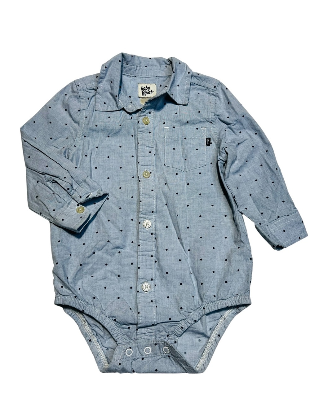 OshKosh B'gosh Light Blue Polka Dot‎ Button-Down Bodysuit baby’s 18M